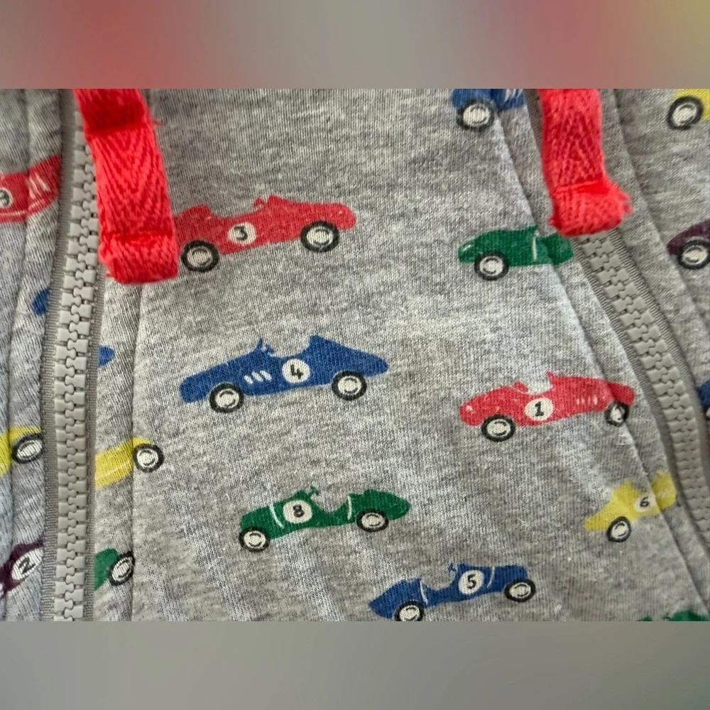 Baby Boden Gray Car Print Kids Winter Bunting Footie